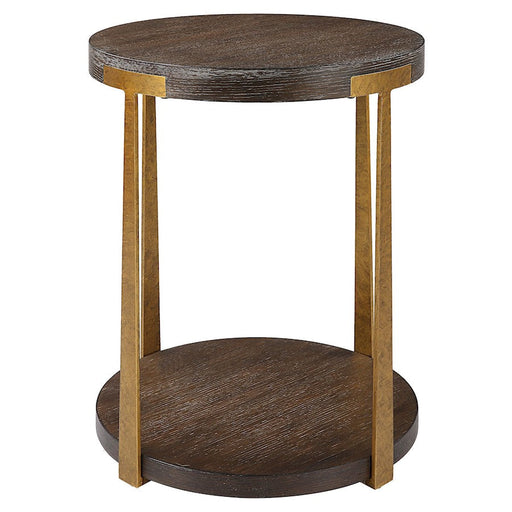 Uttermost Palisade Round Wood Side Table, Oak Veneer - 25554