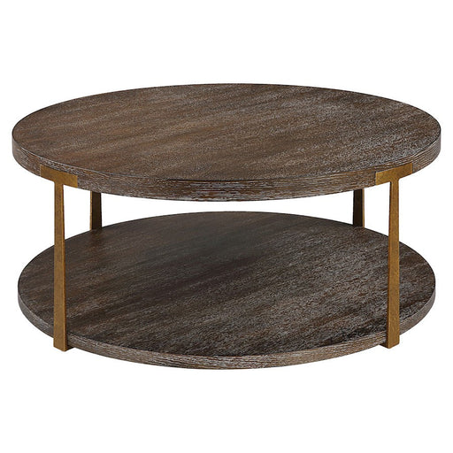 Uttermost Palisade Round Wood Coffee Table, Oak Veneer - 25555