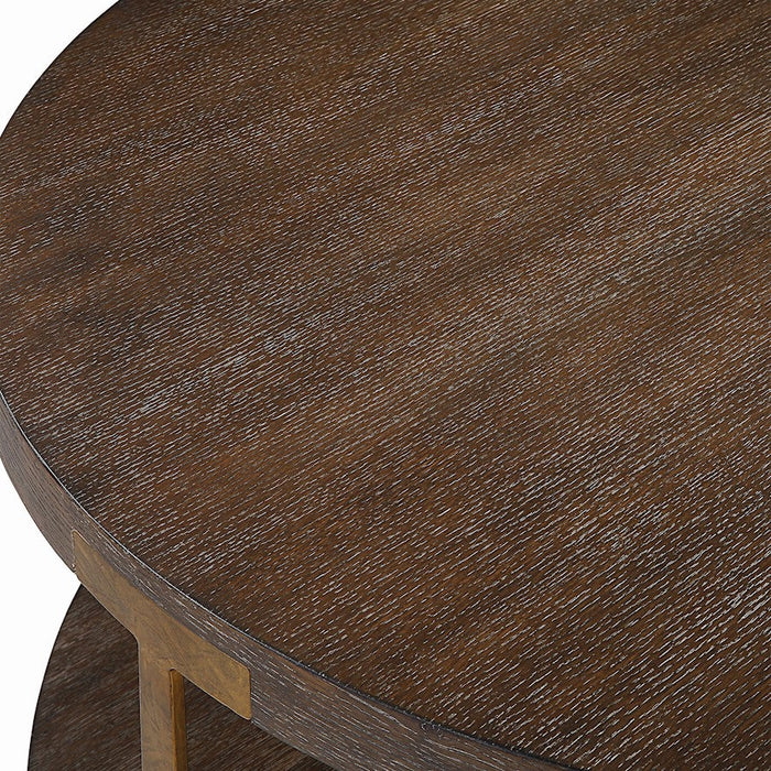 Uttermost Palisade Round Wood Coffee Table, Oak Veneer