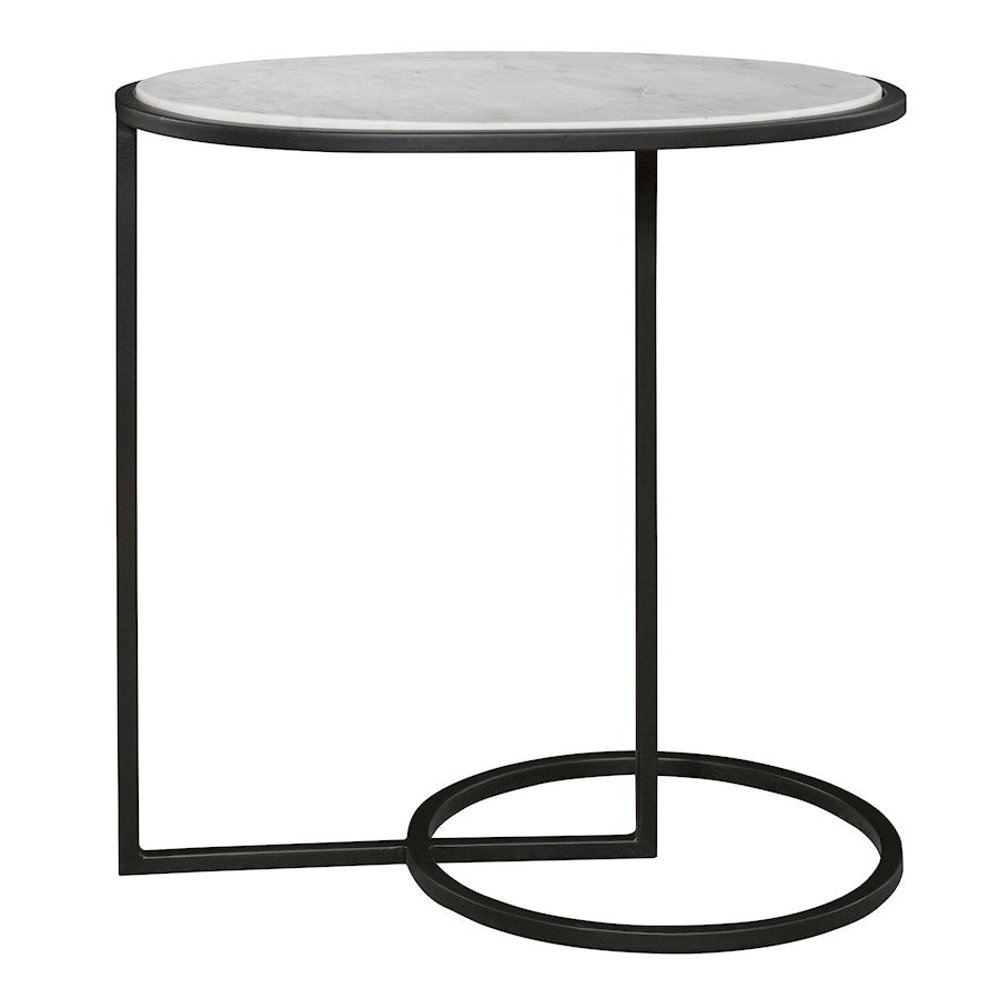 Uttermost Twofold White Marble Accent Table, Satin Black - 25749