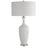 Uttermost Strauss White Ceramic Table Lamp, Brushed Brass Plated