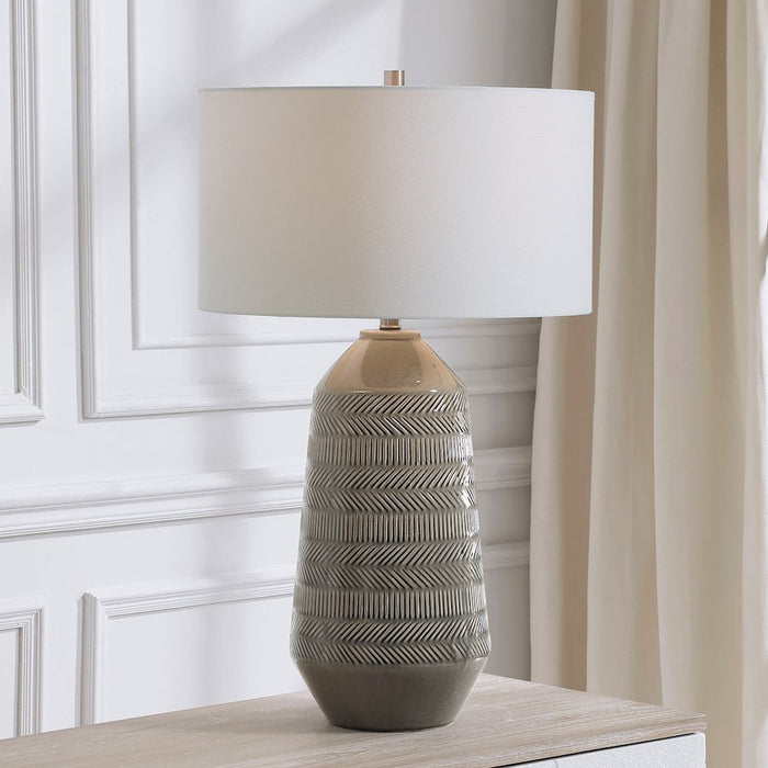 Uttermost Rewind Grey 1 Light Table Lamp, Brushed Nickel