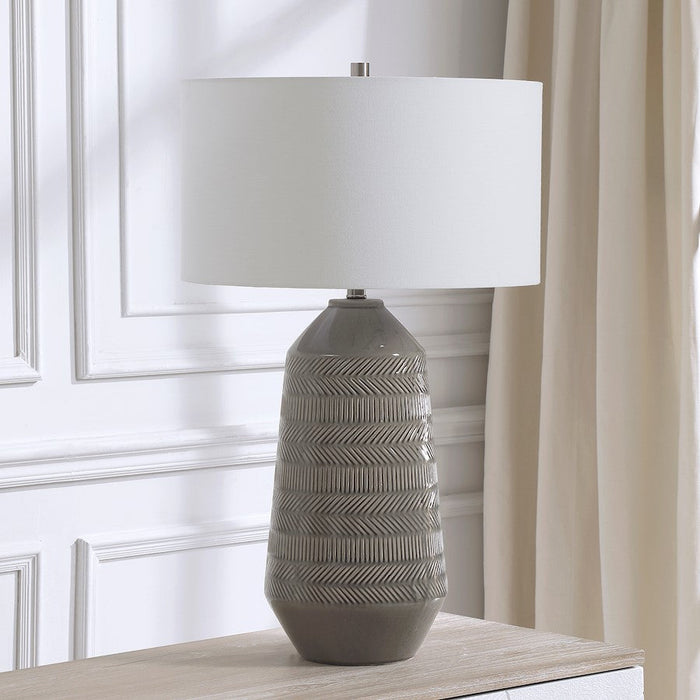 Uttermost Rewind Grey 1 Light Table Lamp, Brushed Nickel