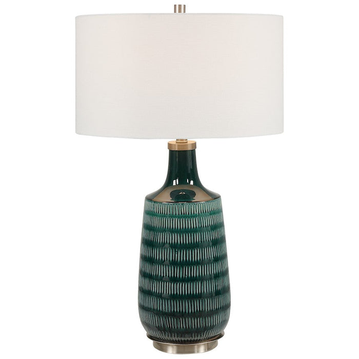 Uttermost Scouts Deep Green 1 Light Table Lamp, Brushed Nickel - 28376-1