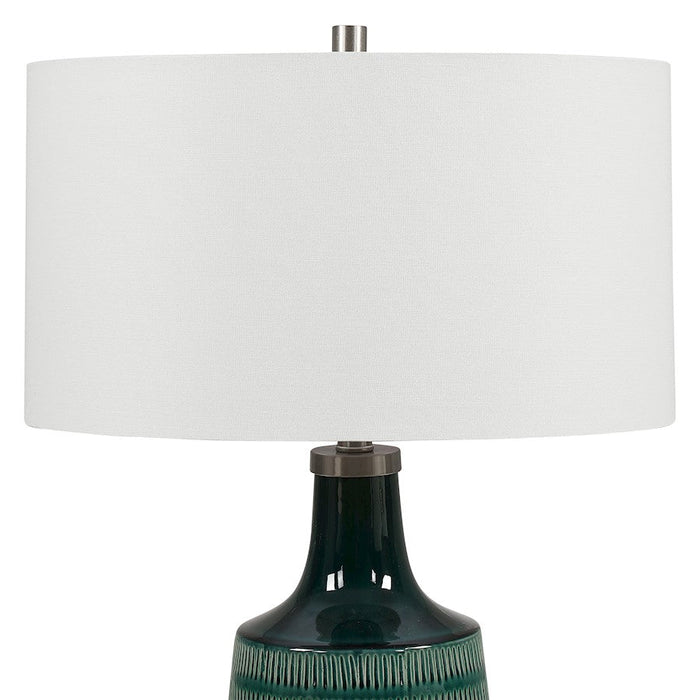 Uttermost Scouts Deep Green 1 Light Table Lamp, Brushed Nickel