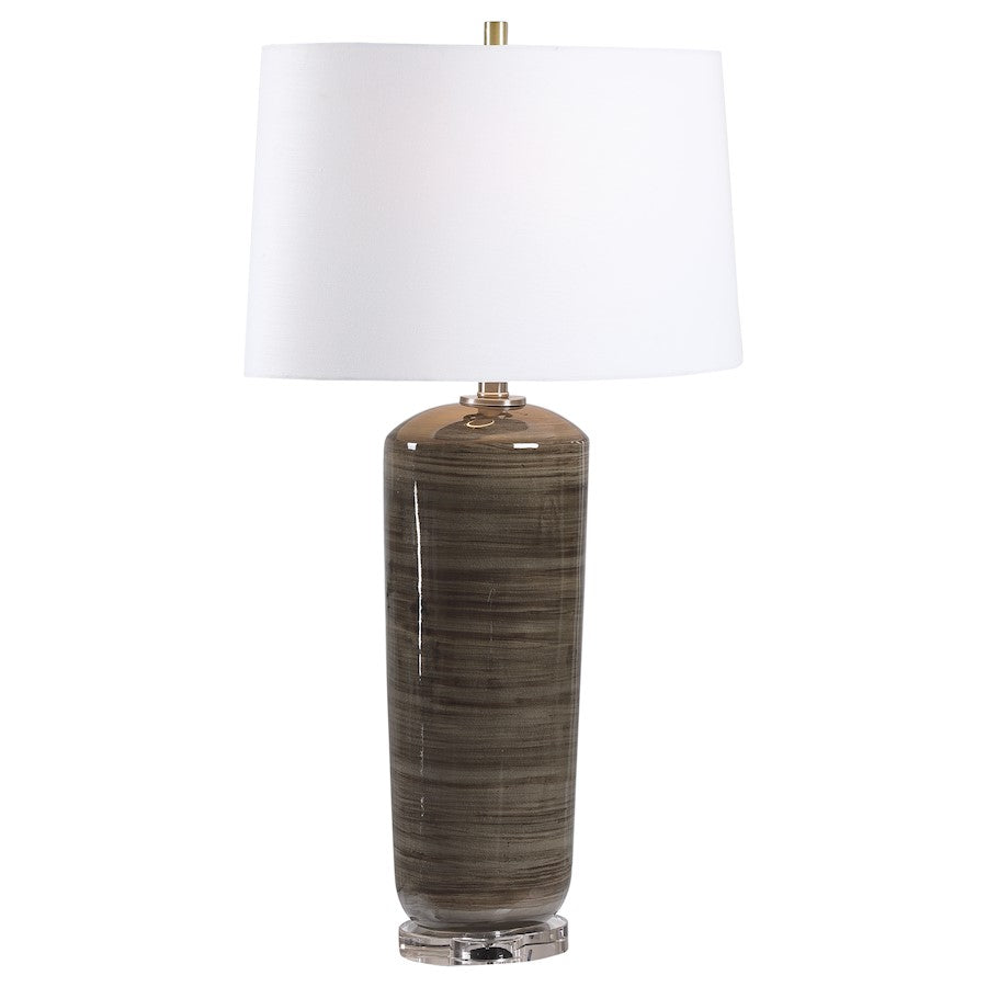 Uttermost Ebon Charcoal 1 Light Table Lamp, Brushed Nickel/Crystal - 28377-1