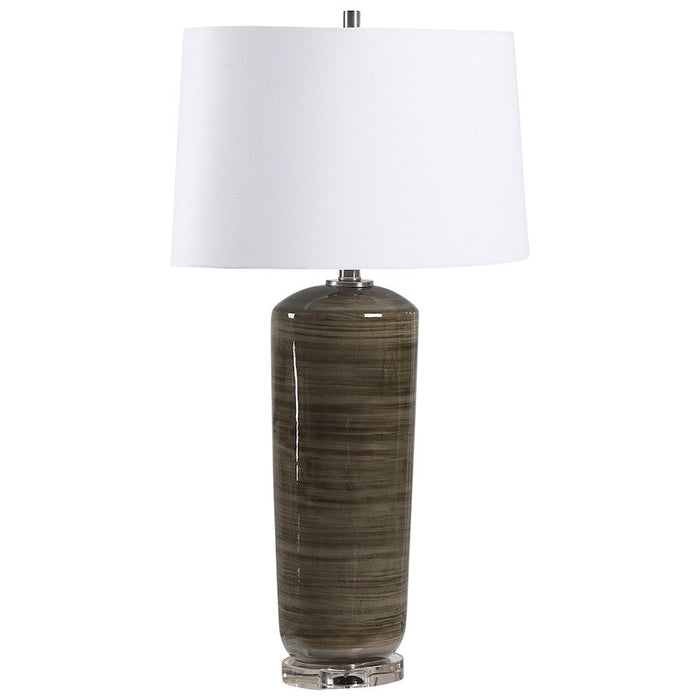 Uttermost Ebon Charcoal 1 Light Table Lamp, Brushed Nickel/Crystal