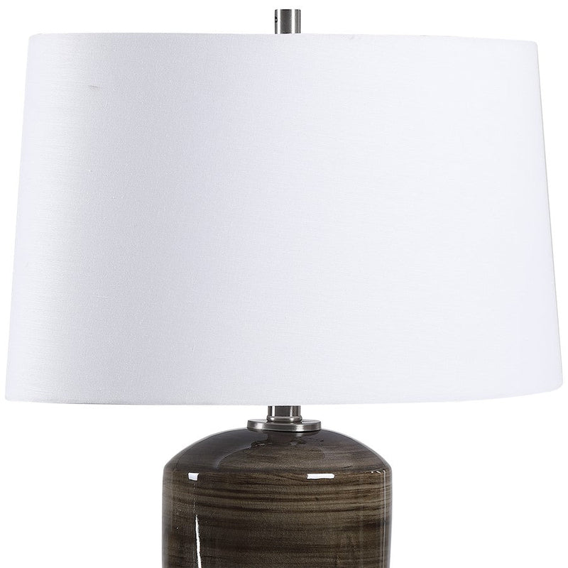 Uttermost Ebon Charcoal 1 Light Table Lamp, Brushed Nickel/Crystal