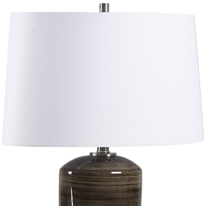 Uttermost Ebon Charcoal 1 Light Table Lamp, Brushed Nickel/Crystal