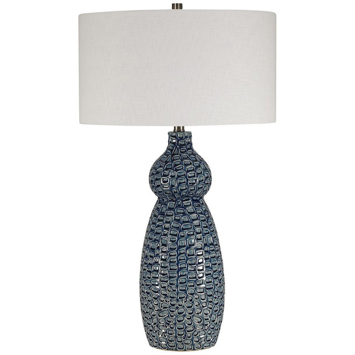 Uttermost Holloway Cobalt Blue Table Lamp, Brushed Nickel Accents