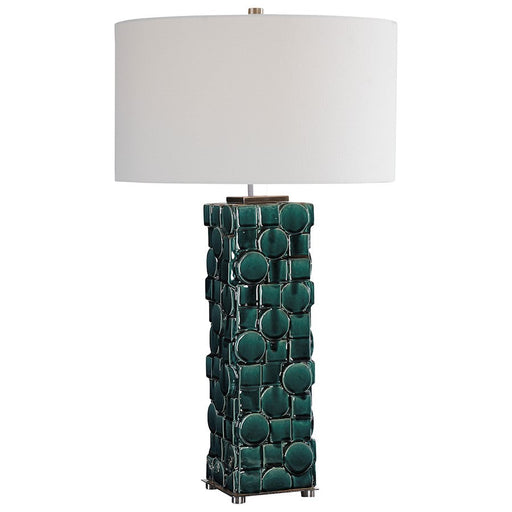 Uttermost Geometry Green 1 Light Table Lamp, Brushed Nickel - 28385