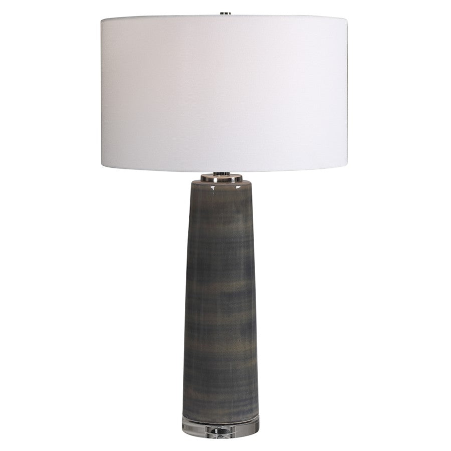 Uttermost Seurat Charcoal Grey Table Lamp, Polished Nickel/Crystal - 28413