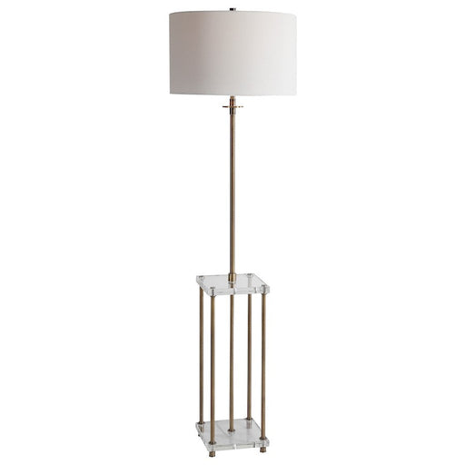 Uttermost Palladian Antique Brass 1 Light Floor Lamp, Crystal Shelves - 28415