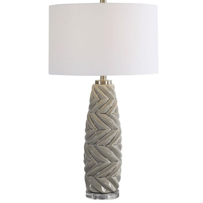 Uttermost Kari Light Grey Table Lamp, Brushed Nickel/Crystal Accent - 28417-1