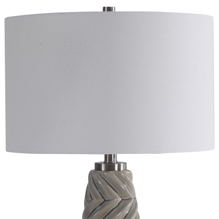 Uttermost Kari Light Grey Table Lamp, Brushed Nickel/Crystal Accent