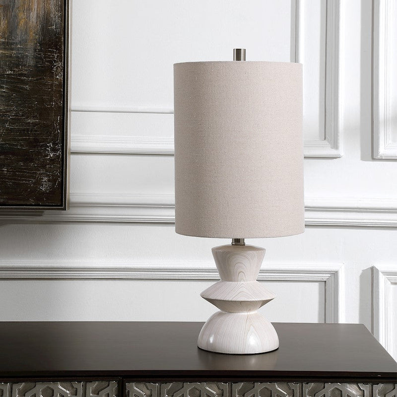 Uttermost Stevens Bleached Wood Buffet Lamp, Brushed Nickel Plated