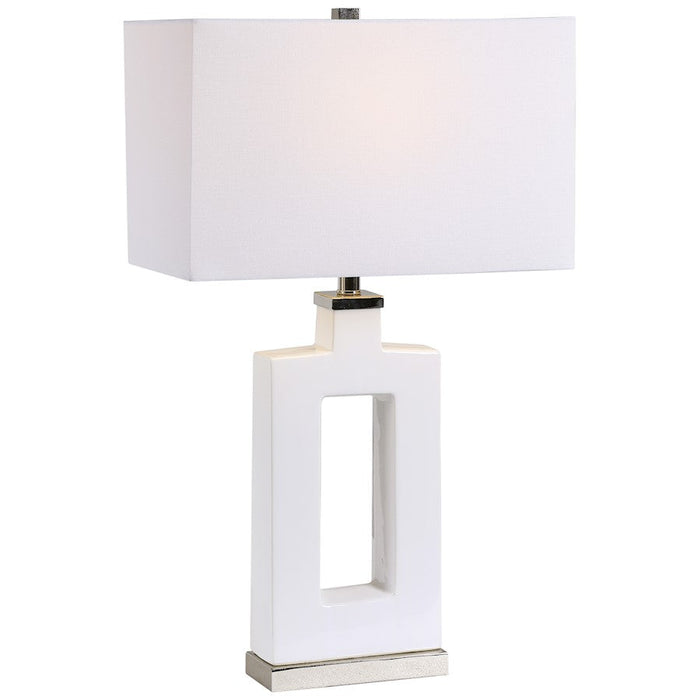 Uttermost Entry Modern White Table Lamp, Polished Nickel Plated - 28426-1