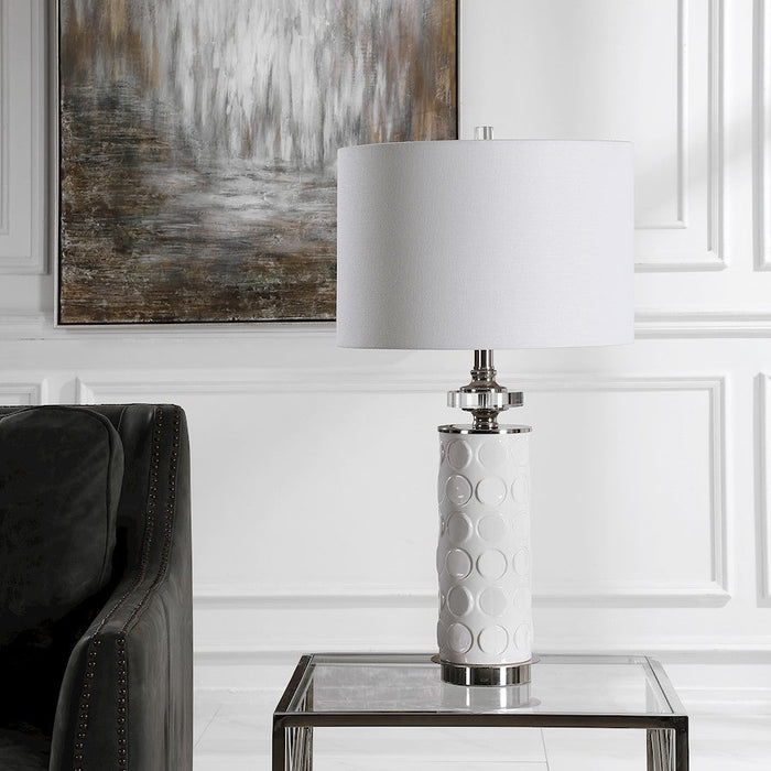 Uttermost Calia White Table Lamp, Nickel Plated/Crystal