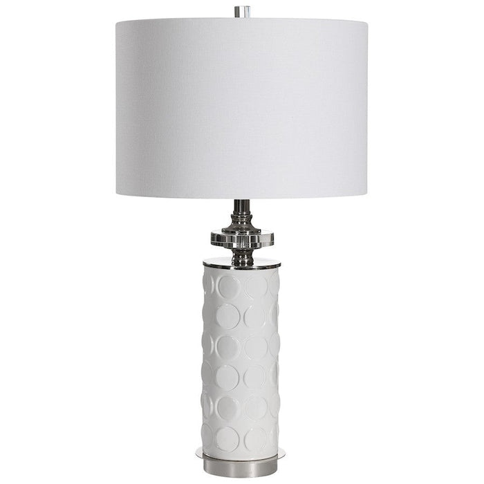 Uttermost Calia White Table Lamp, Nickel Plated/Crystal