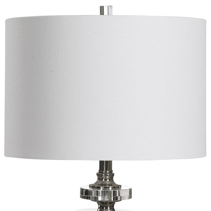 Uttermost Calia White Table Lamp, Nickel Plated/Crystal