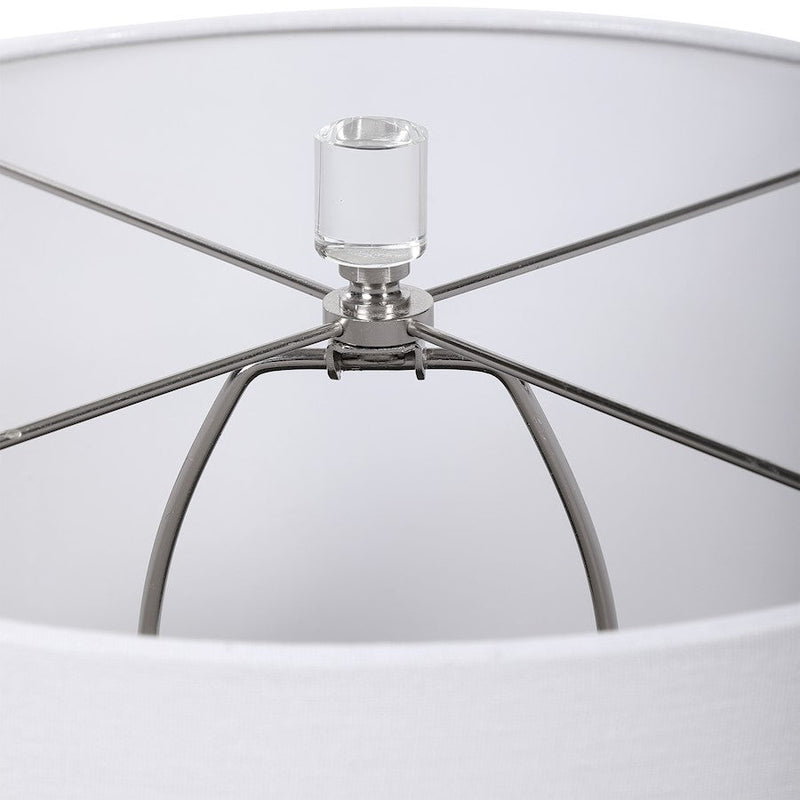 Uttermost Calia White Table Lamp, Nickel Plated/Crystal