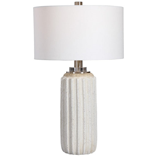 Uttermost Azariah White Crackle Table Lamp, Brushed Nickel/Crystal - 28431