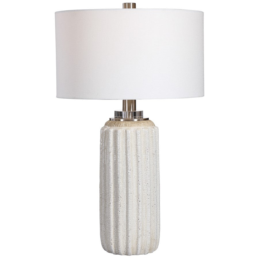 Uttermost Azariah White Crackle Table Lamp, Brushed Nickel/Crystal - 28431