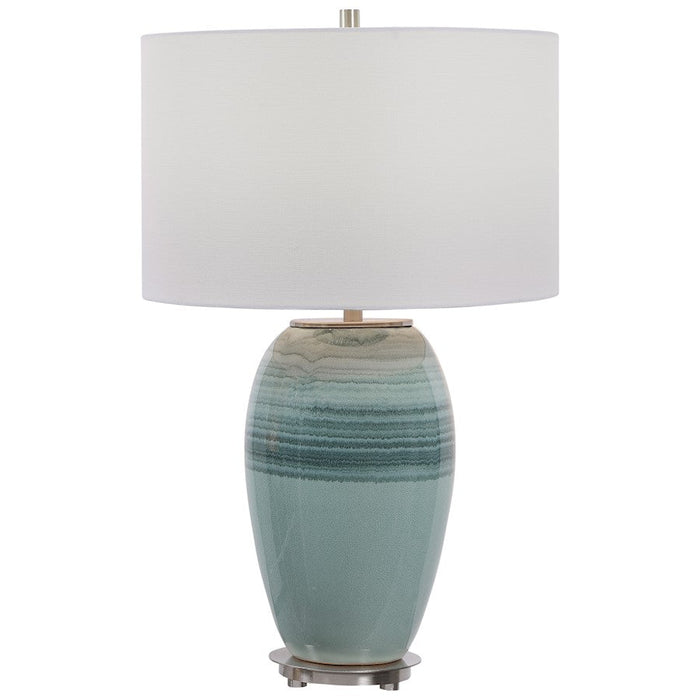 Uttermost Caicos Teal 1 Light Table Lamp, Brushed Nickel Plated - 28437-1