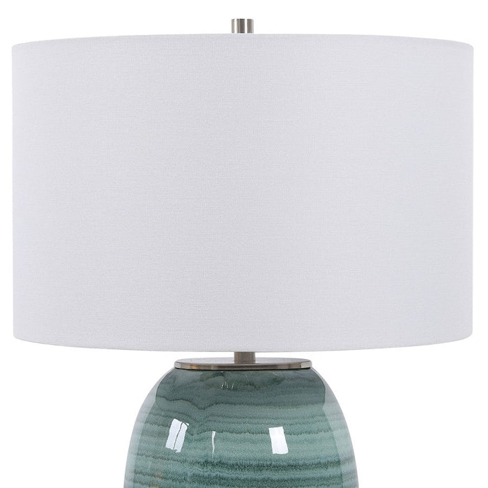 Uttermost Caicos Teal 1 Light Table Lamp, Brushed Nickel Plated