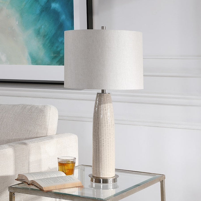 Uttermost Delgado Light Grey Table Lamp, Brushed Nickel Plated Accent