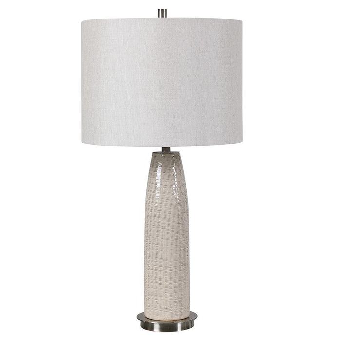 Uttermost Delgado Light Grey Table Lamp, Brushed Nickel Plated Accent