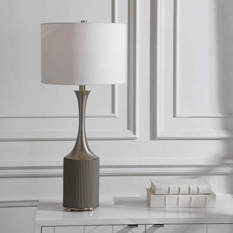 Uttermost Pitman Industrial 1 Light Table Lamp, Brushed Nickel Plated