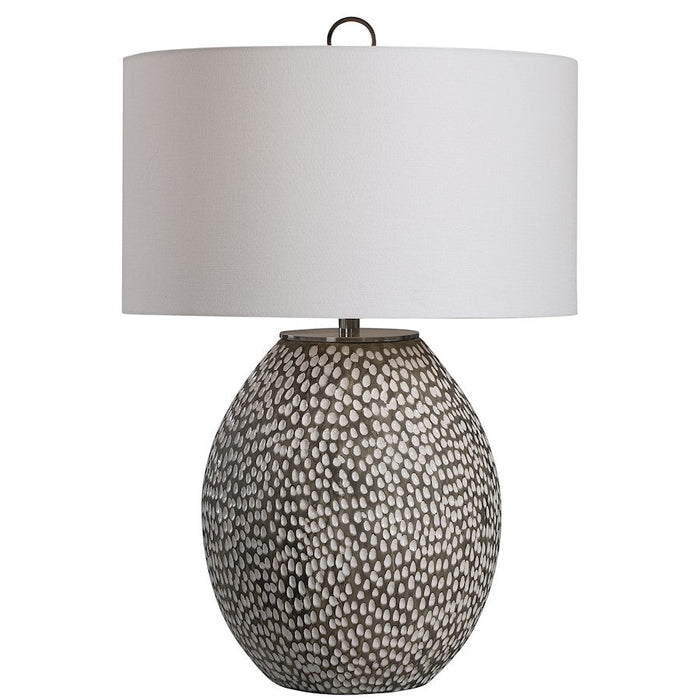 Uttermost Cyprien Grey White 1 Light Table Lamp, Brushed Nickel - 28448-1