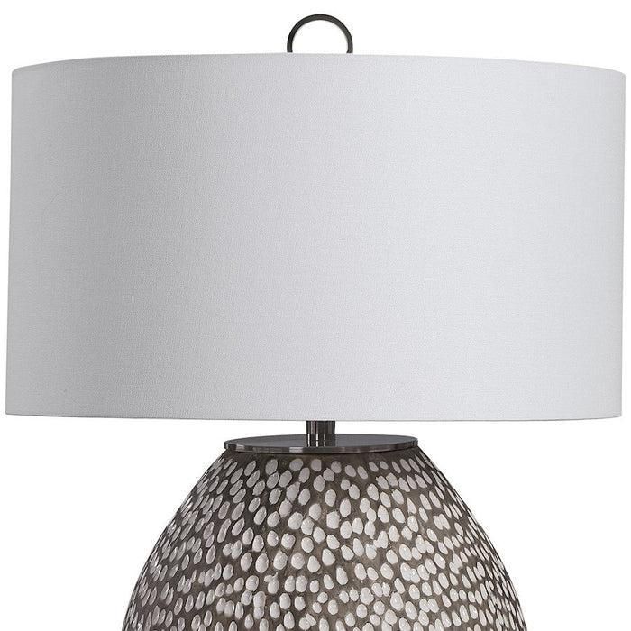 Uttermost Cyprien Grey White 1 Light Table Lamp, Brushed Nickel