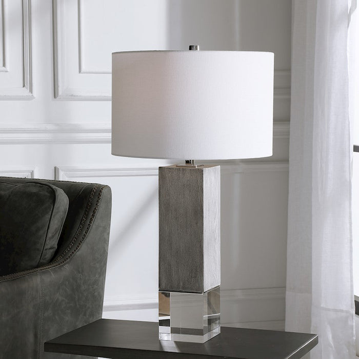 Uttermost Cordata Modern Lodge Table Lamp, Grey/Polished Nickel Plated