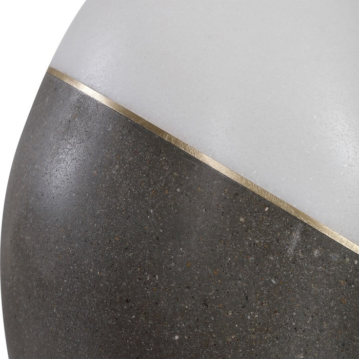 Uttermost Tanali Modern Table Lamp, White Marble/Charcoal, Gold Plated