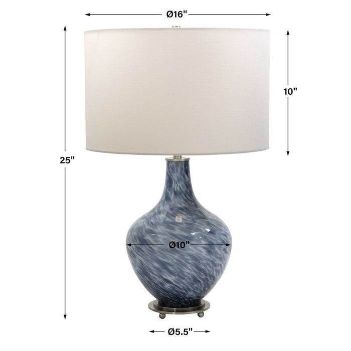 Uttermost Cove 1 Light Table Lamp, Rich Cobalt Blue/White