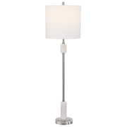 Uttermost Sussex Nickel 1 Light Buffet Lamp, White Marble - 29793-1