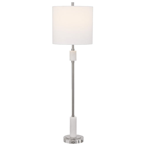 Uttermost Sussex Nickel 1 Light Buffet Lamp, White Marble - 29793-1