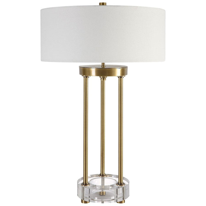 Uttermost Pantheon 2 Light Rod Table Lamp, Antique Brass