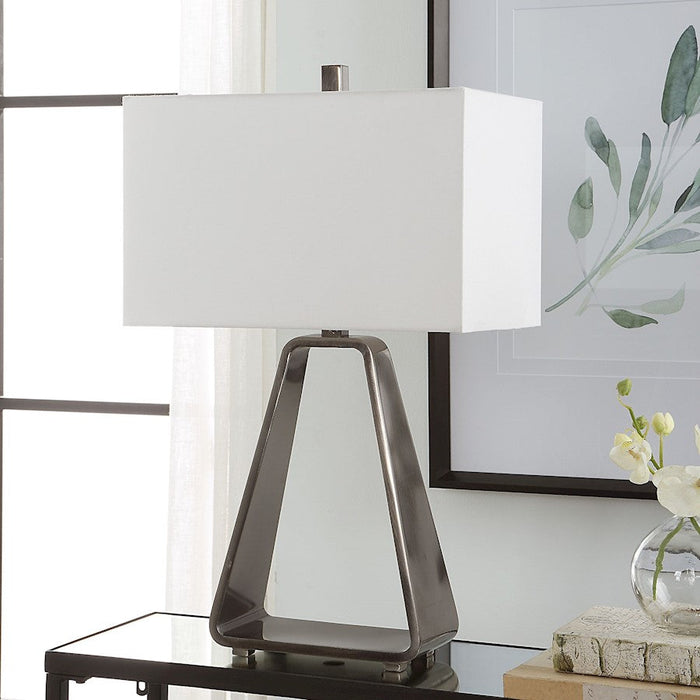 Uttermost Halo Modern Open Table Lamp, Polished Nickel