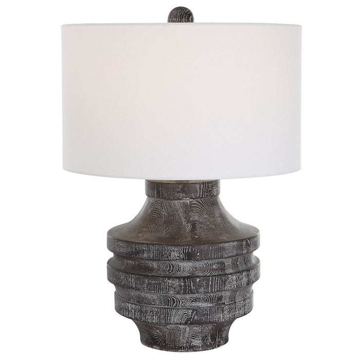 Uttermost Timber Carved Wood Table Lamp, Black/White - 30147-1