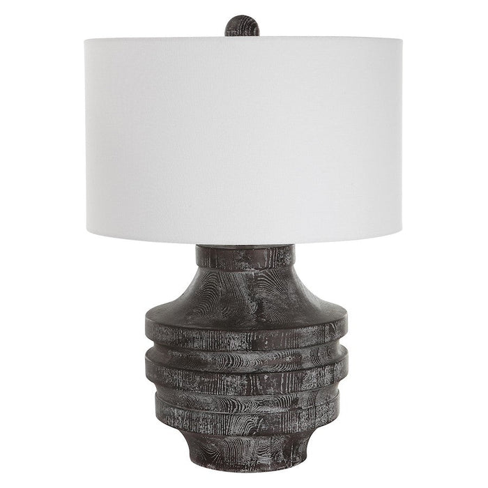 Uttermost Timber Carved Wood Table Lamp, Black/White