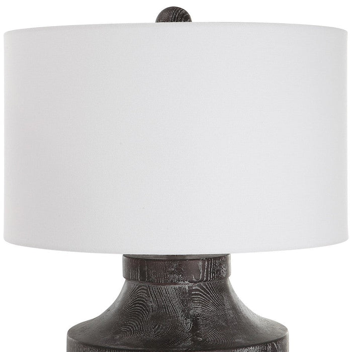 Uttermost Timber Carved Wood Table Lamp, Black/White