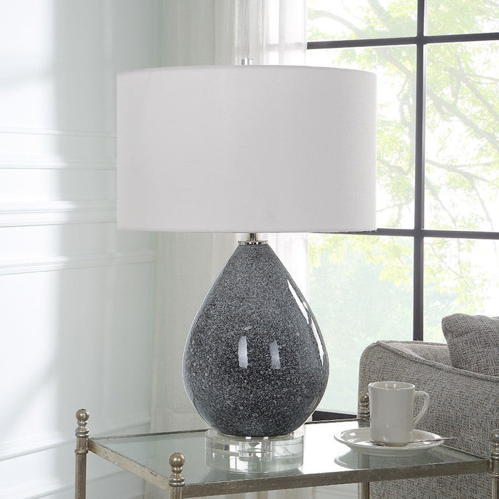 Uttermost Nebula Speckled Glaze Table Lamp, Black/White/Nickel