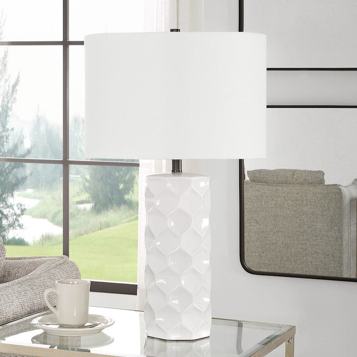 Uttermost Honeycomb White Table Lamp, Satin Black