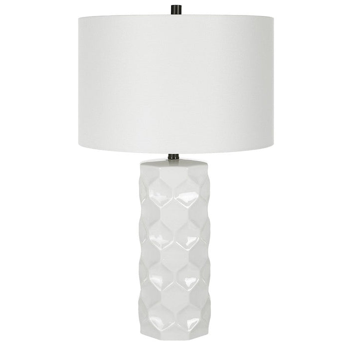 Uttermost Honeycomb White Table Lamp, Satin Black