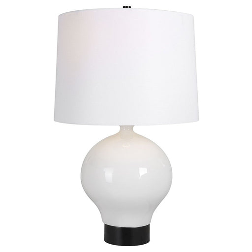 Uttermost Collar Gloss White Table Lamp, Satin Black - 30182-1