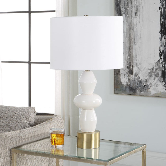 Uttermost Architect White Table Lamp, Antique Brushed Brass