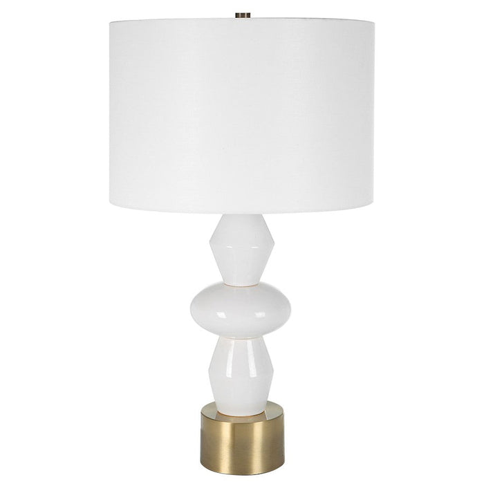 Uttermost Architect White Table Lamp, Antique Brushed Brass